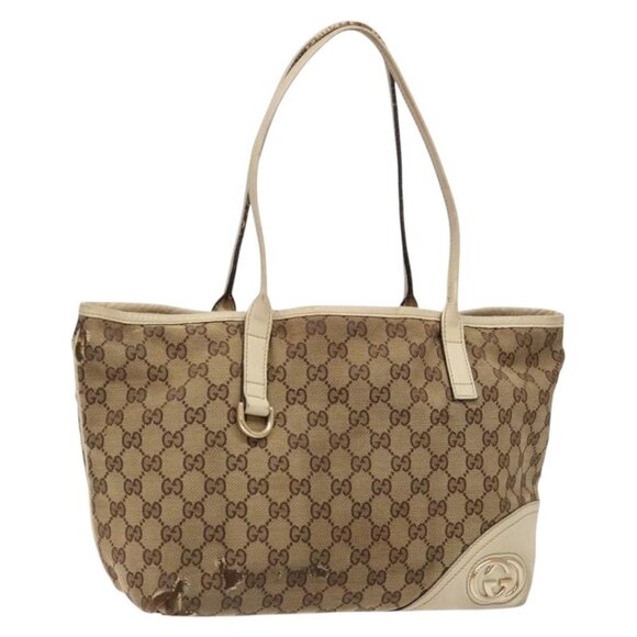 GUCCI GG Canvas Tote Bag Beige Gold 169946 Auth - Picture 1 of 16